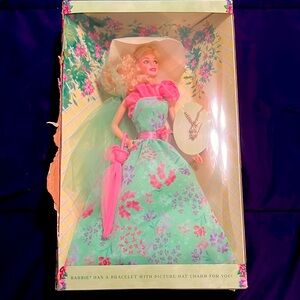 Barbie in Pink and Green Floral Gown
